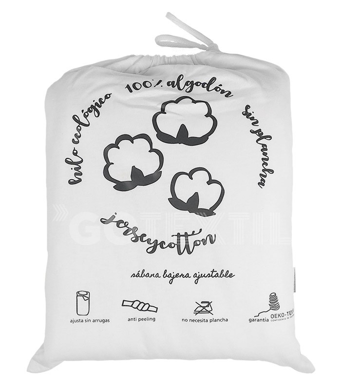 Sábanas ecológicas: bajera modelo jersey en color blanco fabricada en algodón orgánico.